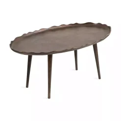 Kirklands Home Coffee Tables|Bronze Metal Deckled Edge Oval Coffee Table Brown