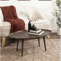 Kirklands Home Coffee Tables|Bronze Metal Deckled Edge Oval Coffee Table Brown