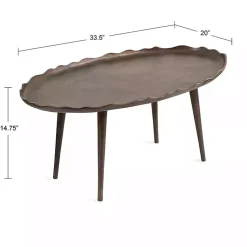Kirklands Home Coffee Tables|Bronze Metal Deckled Edge Oval Coffee Table Brown