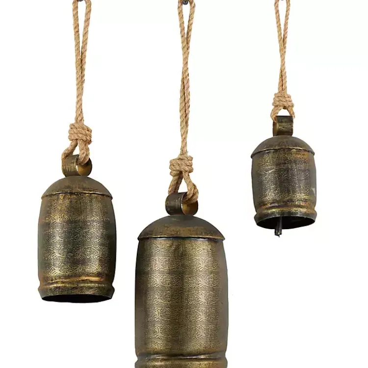 Clearance Bronze Metal Hanging Bells, Set of 3 Decorative Accents