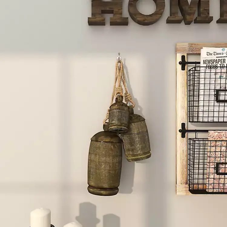 Clearance Bronze Metal Hanging Bells, Set of 3 Decorative Accents