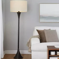 Kirklands Home Floor Lamps|Bronze Metal Hourglass Floor Lamp Brown