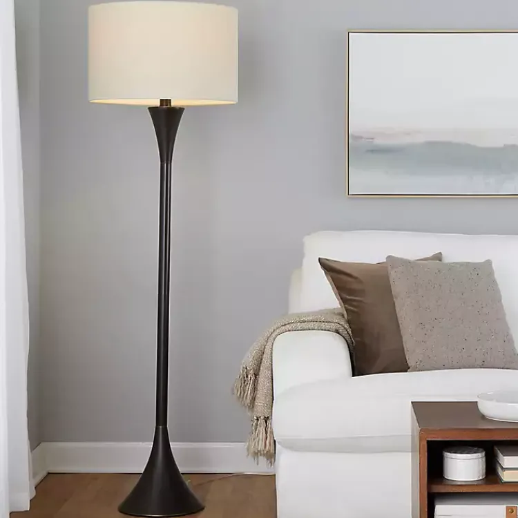 Kirklands Home Floor Lamps|Bronze Metal Hourglass Floor Lamp Brown