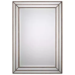 Kirklands Home Decorative Mirrors|Bronze Metallic Grooved Texture Wall Mirror Brown