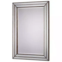 Kirklands Home Decorative Mirrors|Bronze Metallic Grooved Texture Wall Mirror Brown