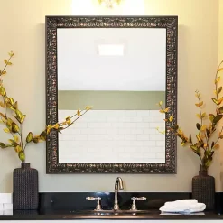 Kirklands Home Decorative Mirrors|Bronze Ornate Beveled Framed Wall Mirror