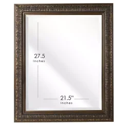 Kirklands Home Decorative Mirrors|Bronze Ornate Beveled Framed Wall Mirror