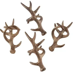 Kirklands Home Table Linens|Bronze Reindeer Antler Napkin Rings, Set of 4 Brown
