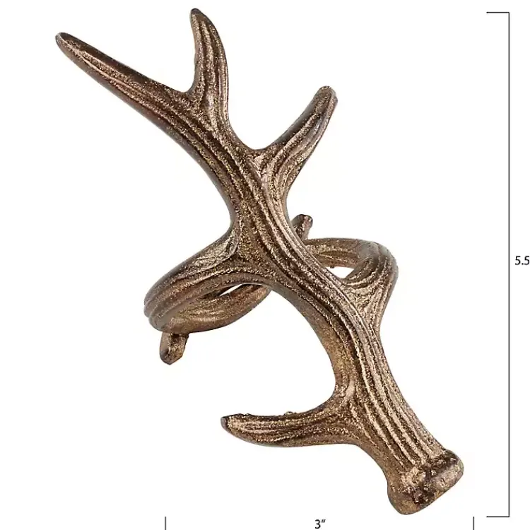 Kirklands Home Table Linens|Bronze Reindeer Antler Napkin Rings, Set of 4 Brown
