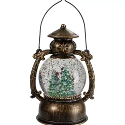 Discount Bronze Snowman and Trees Snow Globe Christmas Decorations