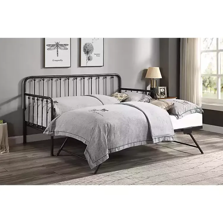 Kirklands Home Beds & Headboards|Bronze Spindleback Metal Trundle Day Bed Brown