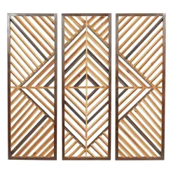 Kirklands Home Wall Plaques|Bronze Wood Geometric Wall Plaques, Set of 3 Tan