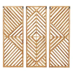 Kirklands Home Wall Plaques|Bronze Wood Geometric Wall Plaques, Set of 3 Tan