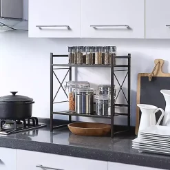 Kirklands Home Bathroom Accessories|Bronze 2-Tier Utility Shelf Brown