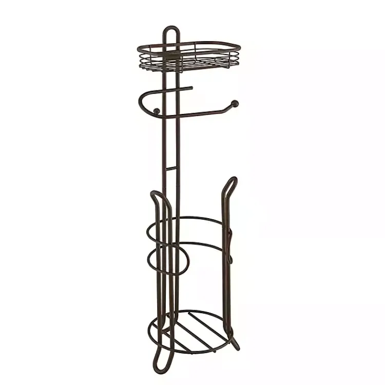 Kirklands Home Bathroom Accessories|Bronze Toilet Paper Storage Stand with Basket Brown