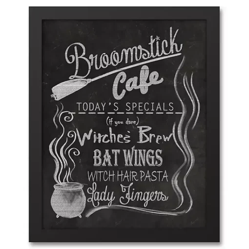 Best Broomstick Cafe Framed Canvas Art Print Halloween