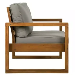 Kirklands Home Outdoor Seating|Brown Acacia Outdoor Loveseat with Cushions Gray