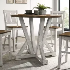 Kirklands Home Dining Tables|Brown and Antique White Wood Counter Table