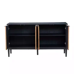 Kirklands Home Cabinets & Sideboards|Brown and Black Wood Chevron 4-Door Sideboard