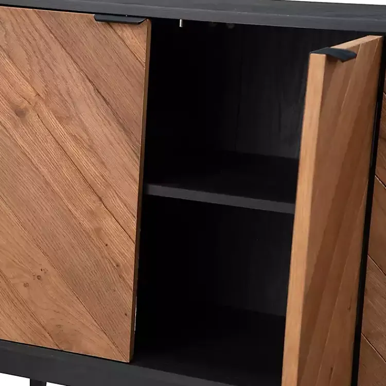 Kirklands Home Cabinets & Sideboards|Brown and Black Wood Chevron 4-Door Sideboard