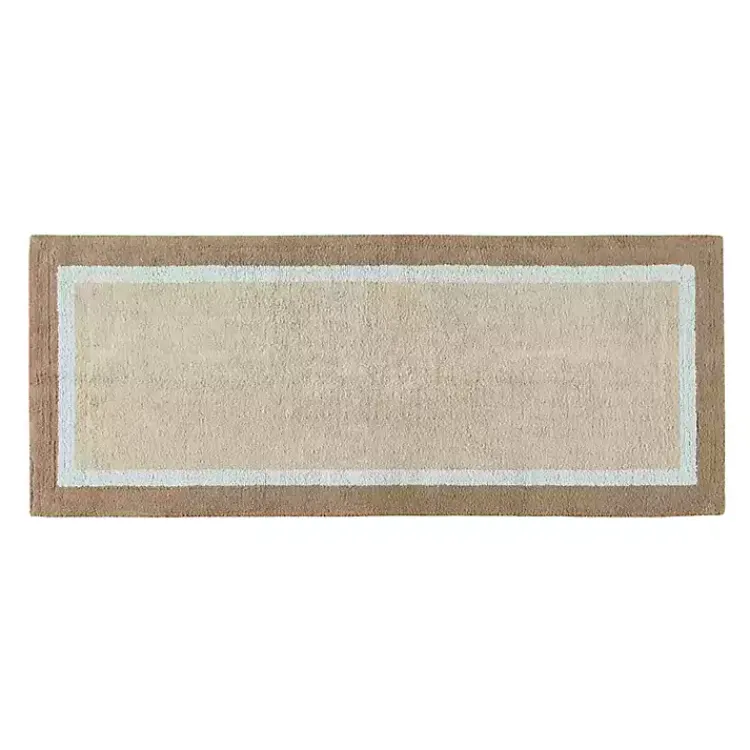 Kirklands Home Bathroom Rugs|Brown and Blue Border Cotton Bath Runner