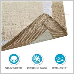 Kirklands Home Bathroom Rugs|Brown and Blue Border Cotton Bath Runner