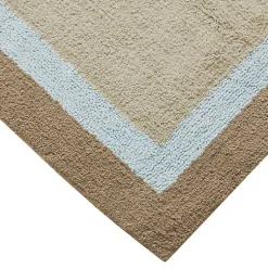 Kirklands Home Bathroom Rugs|Brown and Blue Border Cotton Bath Runner