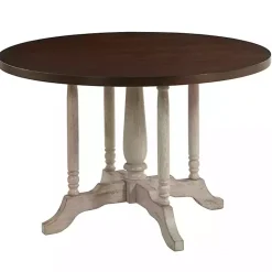 Kirklands Home Dining Tables|Brown and White Round Wooden Dining Table