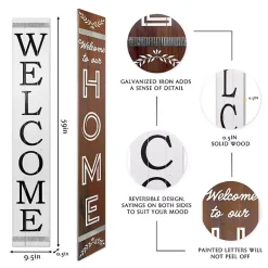Kirklands Home Garden Decor|Brown and White Welcome Home Two-Sided Porch Board