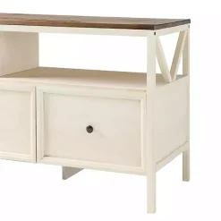 Kirklands Home Tv Stands & Media Consoles|Brown and Whitewashed Wood 3-Drawer Media Cabinet