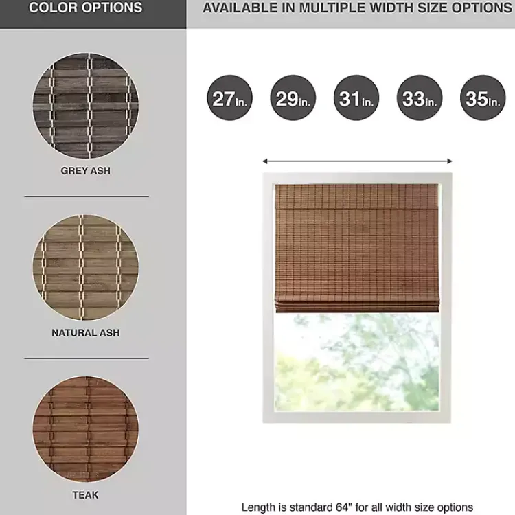 Kirklands Home Curtains & Drapes|Bamboo Light Filtering Roman Shade, 29 in. Brown