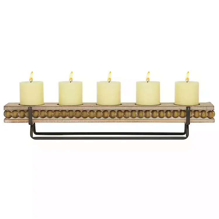 Online Beaded Wood and Metal Base Candle Holder Candle Holders