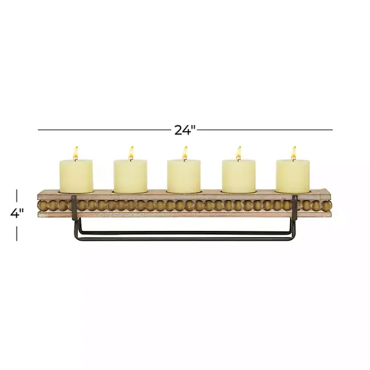 Online Beaded Wood and Metal Base Candle Holder Candle Holders