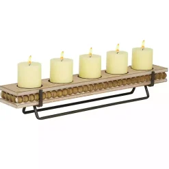 Online Beaded Wood and Metal Base Candle Holder Candle Holders