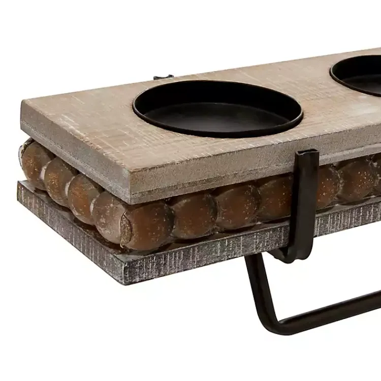 Online Beaded Wood and Metal Base Candle Holder Candle Holders