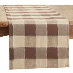 Kirklands Home Table Linens|Brown Block Plaid Table Runner, 90 in.