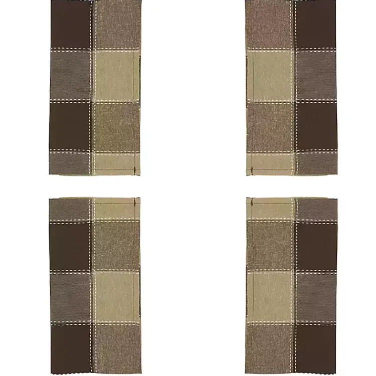 Kirklands Home Table Linens|Brown Block Stitched Napkins, Set of 4