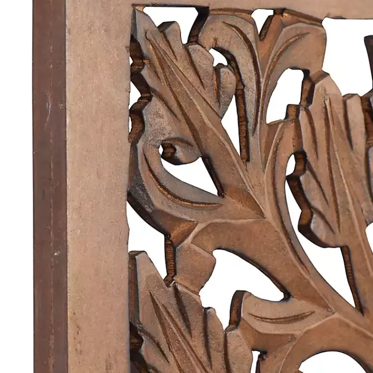 Kirklands Home Wall Plaques|Botanical Wood Panel Wall Plaque Brown