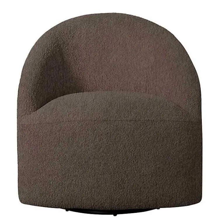 Kirklands Home Accent Chairs|Boucle Barrel Swivel Accent Chair Brown