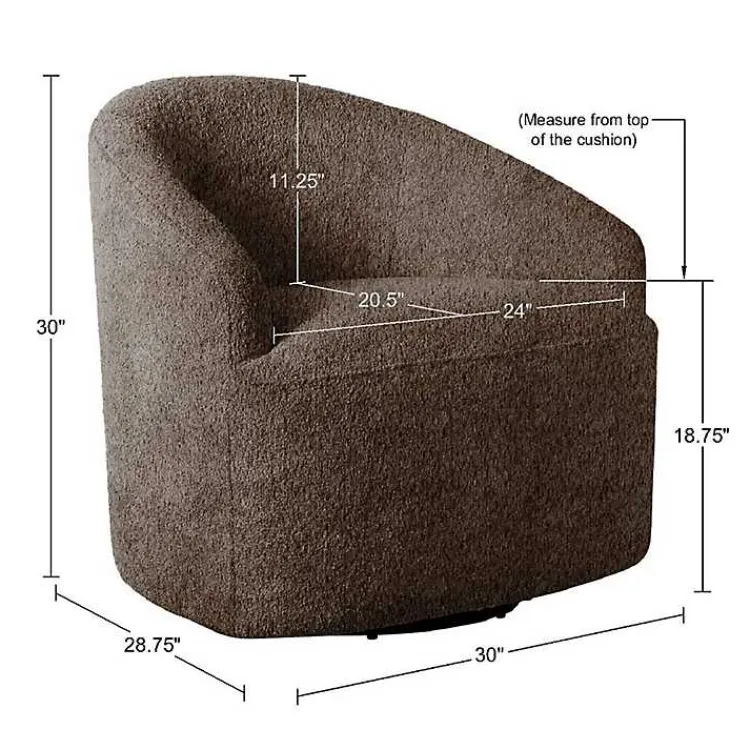 Kirklands Home Accent Chairs|Boucle Barrel Swivel Accent Chair Brown