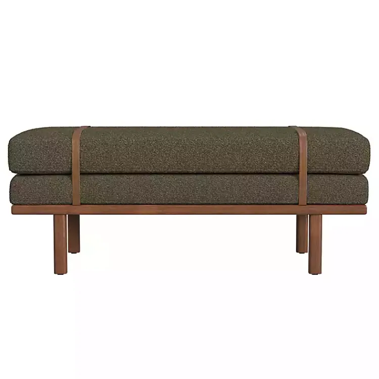 Kirklands Home Benches & Ottomans|Boucle Faux Leather Bench Brown