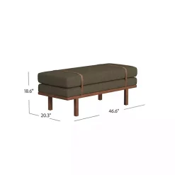 Kirklands Home Benches & Ottomans|Boucle Faux Leather Bench Brown