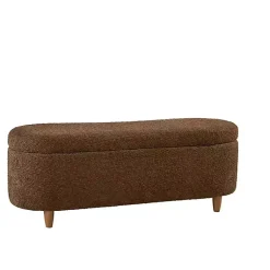 Kirklands Home Benches & Ottomans|Boucle Flip-Top Storage Bench Brown