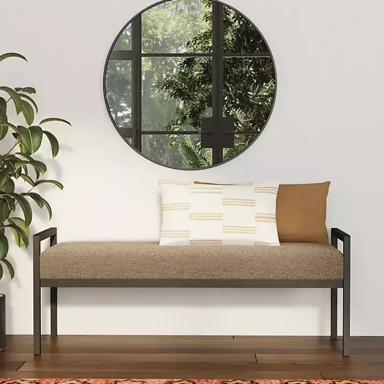Kirklands Home Benches & Ottomans|Boucle Upholstered Metal Frame Bench Brown