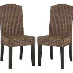 Kirklands Home Dining Chairs|Camelback Wicker Dining Chairs, Set of 2 Brown