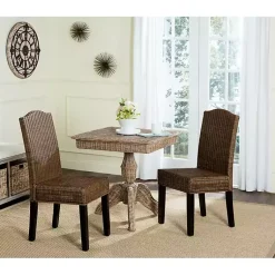 Kirklands Home Dining Chairs|Camelback Wicker Dining Chairs, Set of 2 Brown