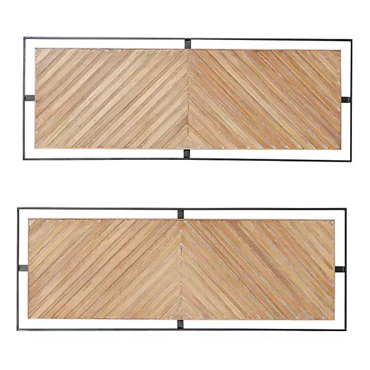 Kirklands Home Wall Plaques|Chevron Wood Wall Plaques, Set of 2 Brown