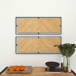 Kirklands Home Wall Plaques|Chevron Wood Wall Plaques, Set of 2 Brown