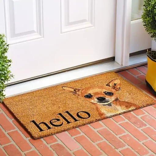Kirklands Home Doormats|Chihuahua Hello Doormat Brown