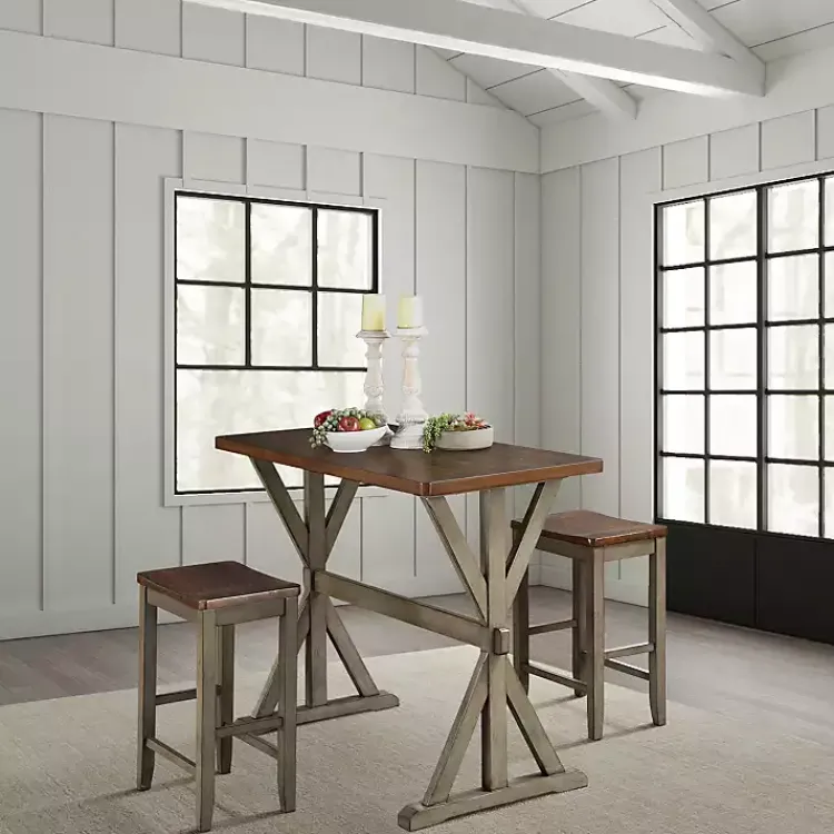 Kirklands Home Dining Tables|Counter Table and Stools, Set of 3 Brown